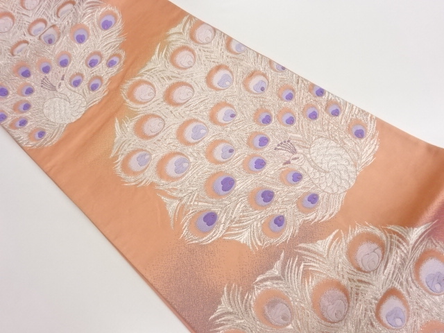 孔雀模様織出し袋帯